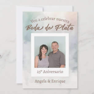 Convite Invitación Boda Plata 25 Años Foto para Personific