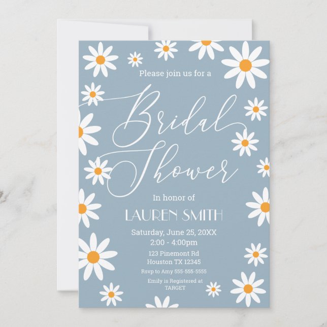 Convite Invitación Boho Daisies Bridal Shower party (Frente)