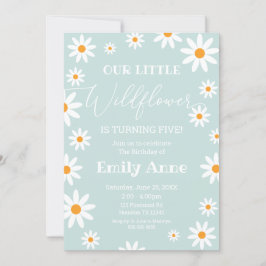 Convite Invitación Boho Daisies Wildflower Birthday party 