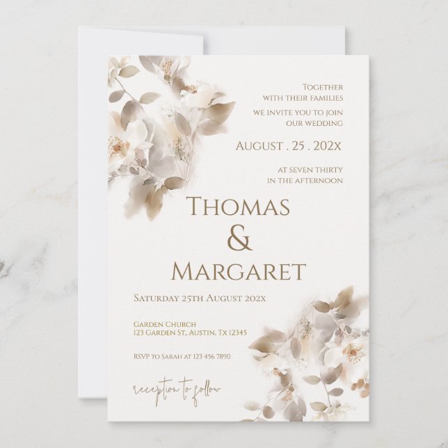 Convite Invitación Boho Wedding Invitation (Frente)