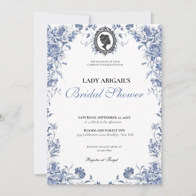Convite Invitación Budget Purple Florals Bridgerton Bridal (Frente)