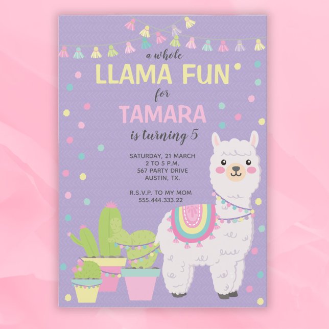 Convite Invitación cumpleaños de Llama, llama divertida, c (Criador carregado)