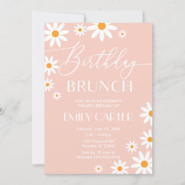 Convite Invitación Daisies Birthday Brunch Party Pink Invi