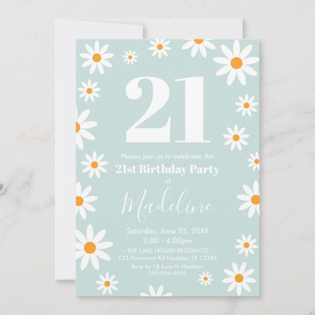 Convite Invitación Daisies Birthday Party Invitation (Frente)