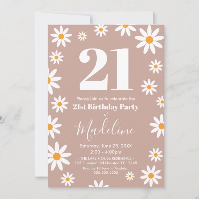Convite Invitación Daisies Birthday Party Invitation (Frente)