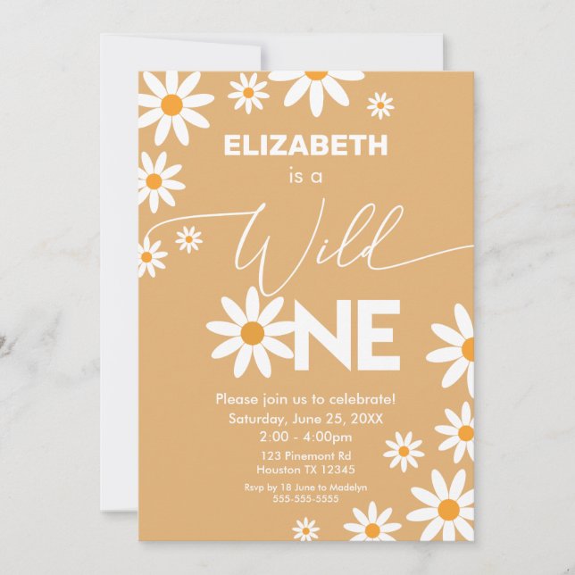 Convite Invitación Daisies Wild One Birthday Party invitat (Frente)