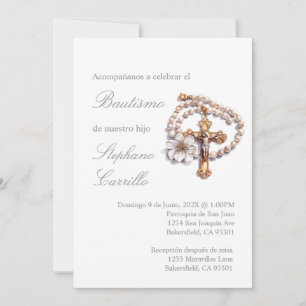 Convite Invitación de bautismo con crucifijo