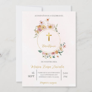 Convite Invitación de bautismo para niña