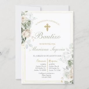 Convite Invitación de bautismo sage en español