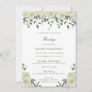 Convite Invitación de Bautizo con Flores Baptism