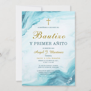Convite Invitación de Bautizo Y Primer Añito