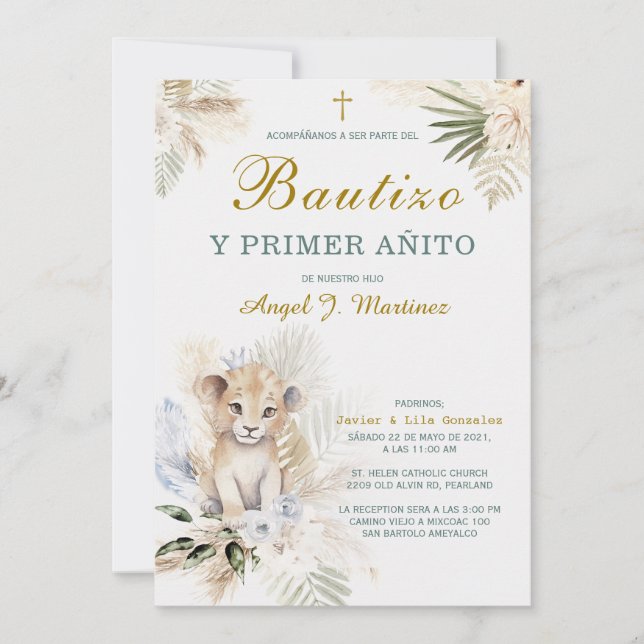 Convite Invitación de Bautizo Y Primer Añito (Frente)