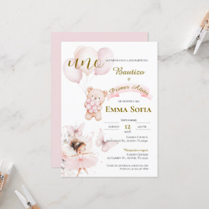 Convite Invitación de Bautizo y primer año en español