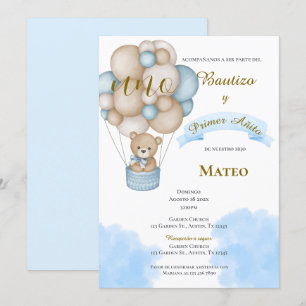 Convite Invitación de Bautizo y primer año en español