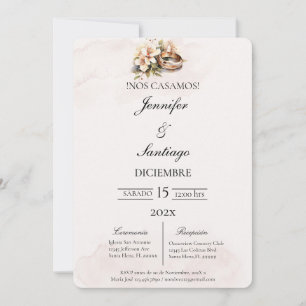 Convite Invitación de boda beige con anillo