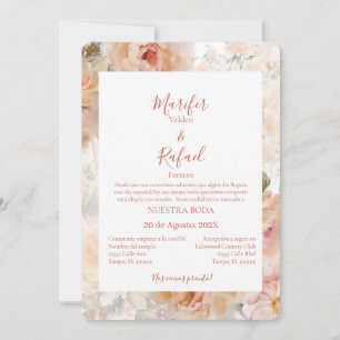 Convite Invitación de boda con con rosas