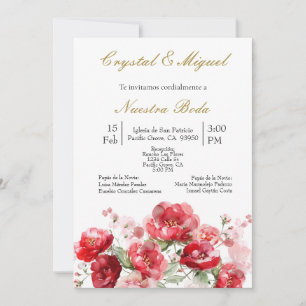 Convite invitación de boda con ramo