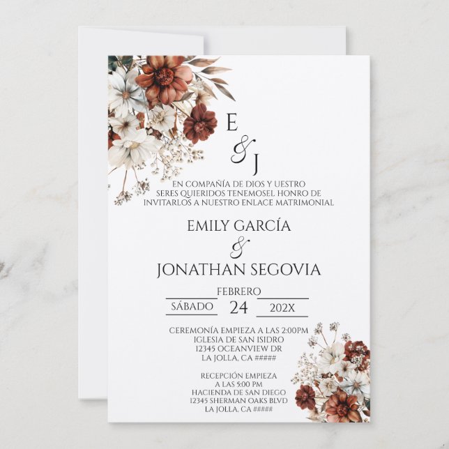 Convite invitación de boda con terracota (Frente)
