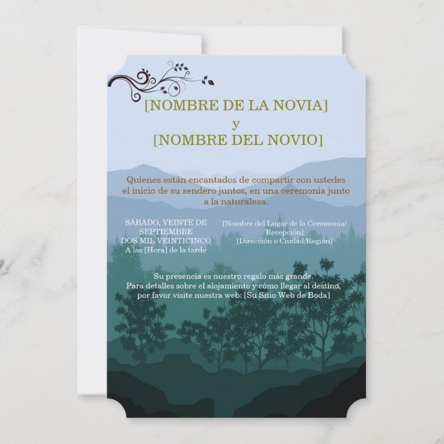Convite Invitación de Boda Rústica Elegante (Frente)