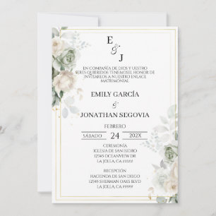 Convite invitación de boda sage green