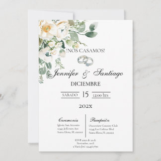 Convite Invitación de boda tema greenery