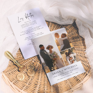 Convite Invitación de Boda Todo en Uno Elegante 3 Fotos