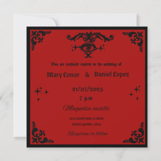 Convite invitacion de bodas gotica roja y negro