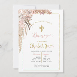 Convite Invitación de boho para bautismo