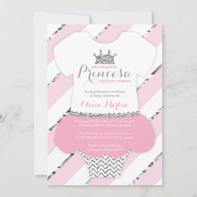 Convite Invitación de Chá de fraldas para una Princes (Frente)