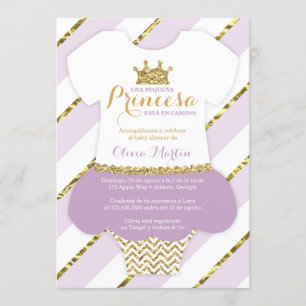 Convite Invitación de Chá de fraldas para una Princes