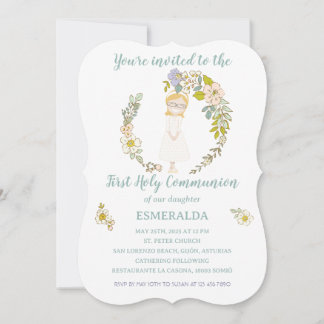 Convite Invitación de Comunión ESMERALDA
