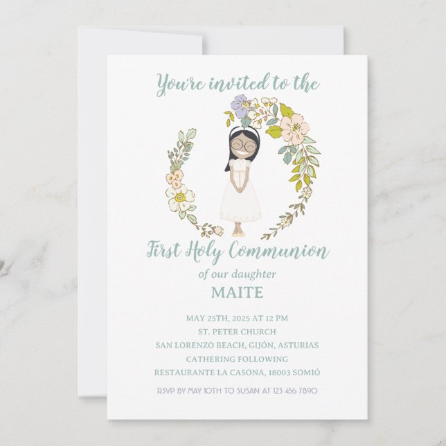 Convite Invitación de Comunión MAITE (Frente)