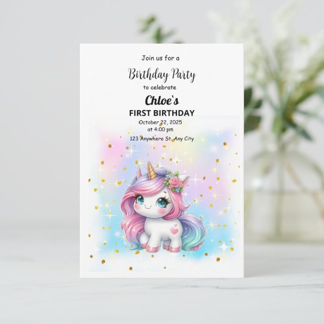 Convite Invitación de Cumpleaños (Em pé/Frente)