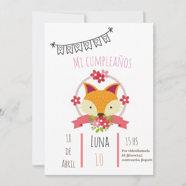 Convite invitacion de cumpleaños (Frente)