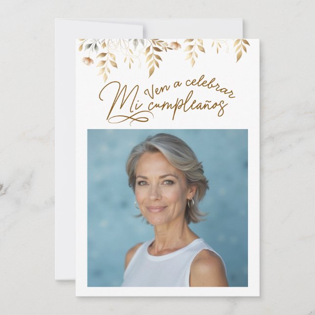 Convite Invitación de cumpleaños de 50 años con foto (Frente)