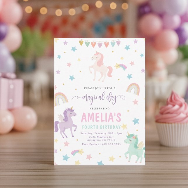 Convite Invitación de cumpleaños de Unicornio por capricho (Criador carregado)