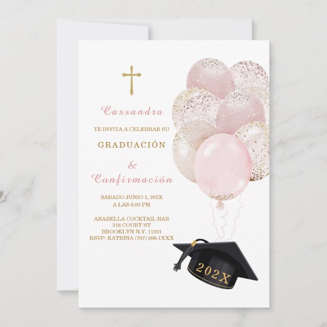 Convite Invitación de Graduación y Confirmación (Frente)