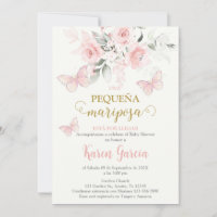 Invitación de Mariposa Chá de fraldas en español