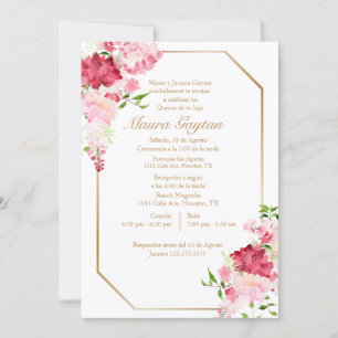 Convite Invitación de quinceañera con marco rosa