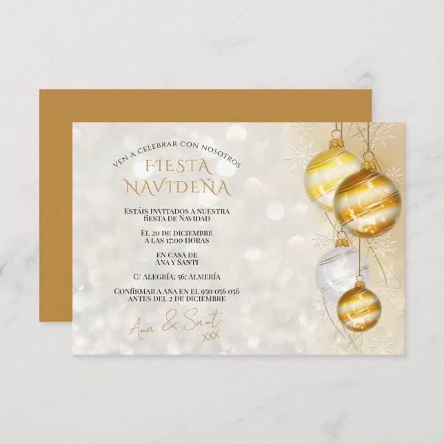 Convite Invitación Decorativa Para Fiesta De Navidad (Frente/Verso)