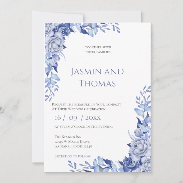 Convite Invitación Elegant Floral Wedding Invitation (Frente)