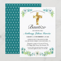 Invitación elegante del bautismo del muchacho del 