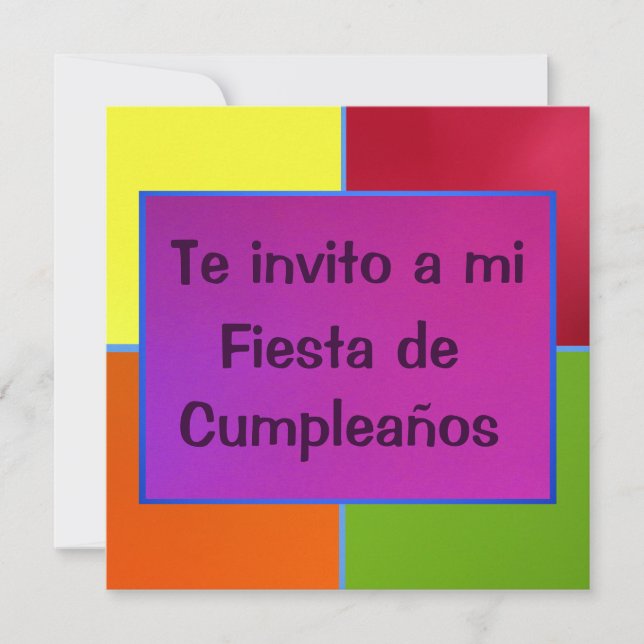 Convite Invitación - Festa de Cumpleaños - multicoloridos (Frente)