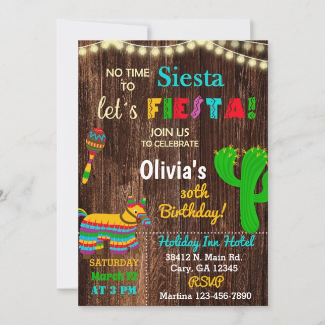 Convite Invitación Fiesta Geburtstagseinladung, keine Zeit (Frente)