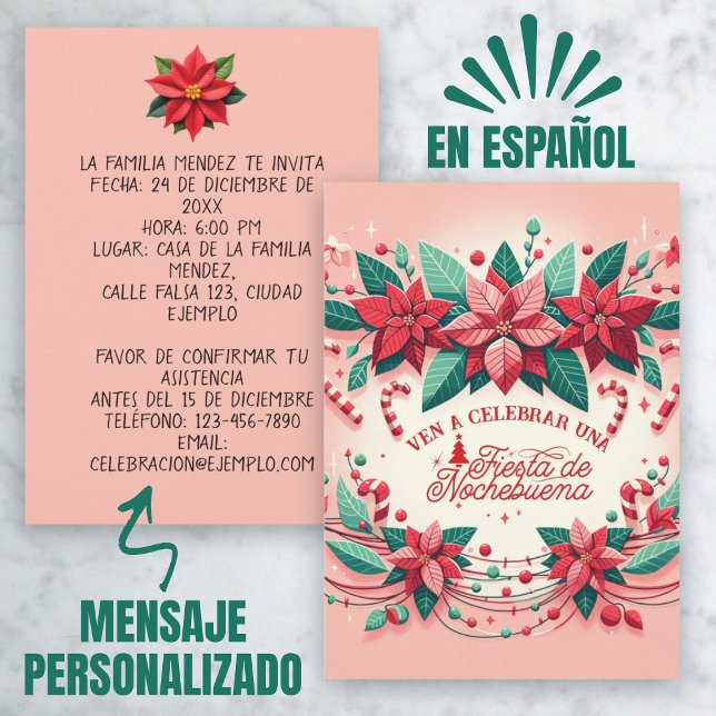 Convite Invitación Fiesta Mexicana de Nochebuena (Invitación Mexican Fiesta de Nochebuena Spanish Invitation)