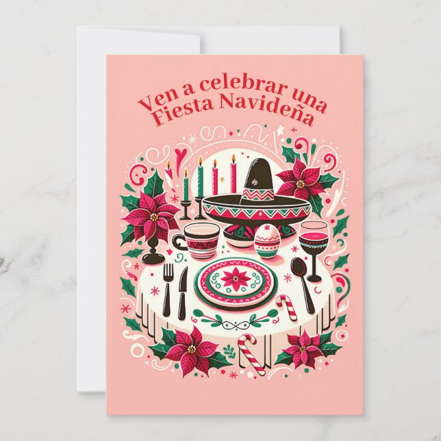 Convite Invitación Fiesta Navideña Nochebuena Espanha (Frente)
