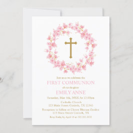 Convite Invitación First Communion Cherry Blossom floral I