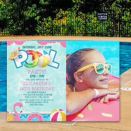Convite Invitación Girls Pool Party Birthday – Pink & Teal
