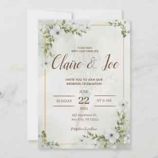 Convite Invitación Green Natural Wedding Invitation