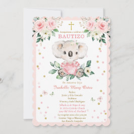 Convite Invitación Koala para el bautizo de nuestra hija